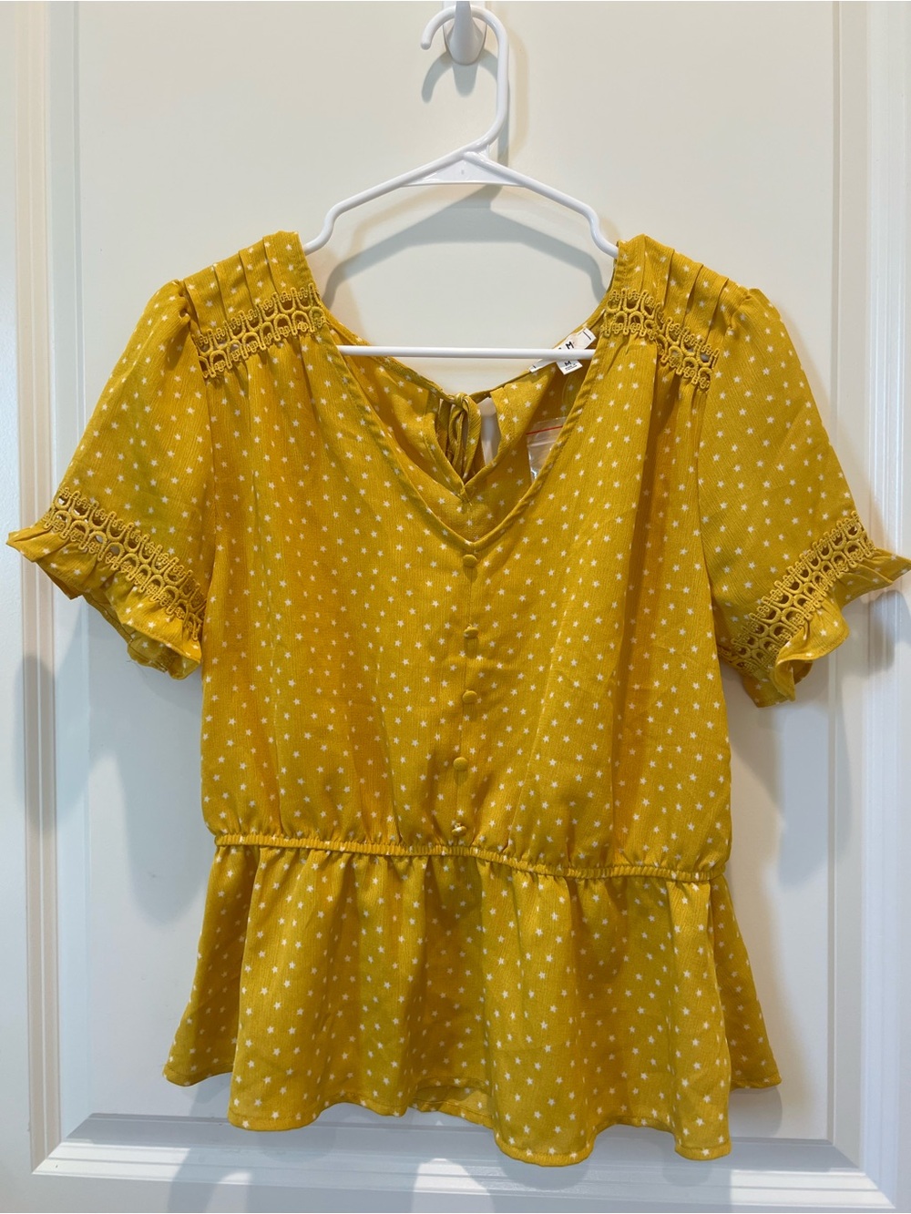 Mustard Yellow Peplum Dot Blouse